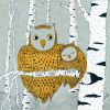 Eule. Owls On The Birch